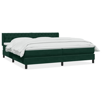 vidaXL Boxspringbett mit Matratze Dunkelgrün 180x210 cm Samt
