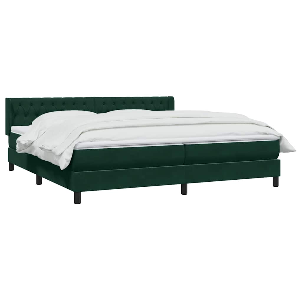 vidaXL Boxspringbett mit Matratze Dunkelgrün 180x210 cm Samt