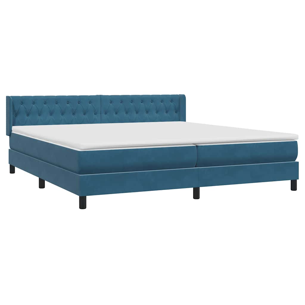 vidaXL Boxspringbett mit Matratze Dunkelblau 180x210 cm Samt