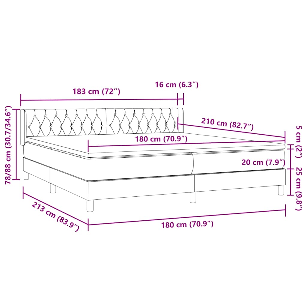 vidaXL Boxspringbett mit Matratze Rosa 180x210 cm Samt