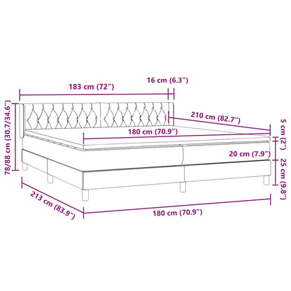 vidaXL Boxspringbett mit Matratze Rosa 180x210 cm Samt
