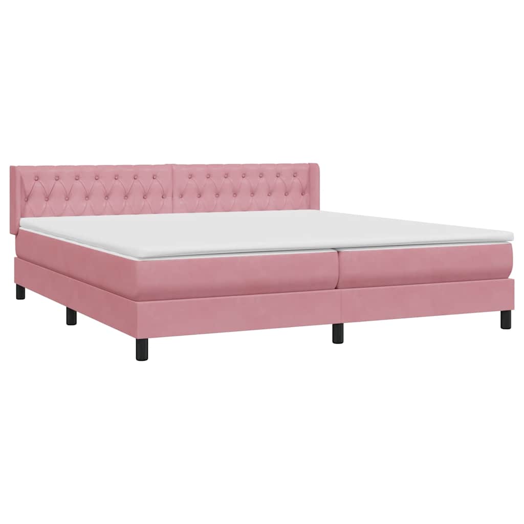 vidaXL Boxspringbett mit Matratze Rosa 180x210 cm Samt