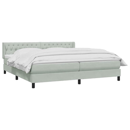 vidaXL Boxspringbett mit Matratze Hellgrau 200x210 cm Samt