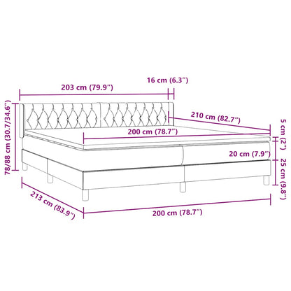 vidaXL Boxspringbett mit Matratze Hellgrau 200x210 cm Samt