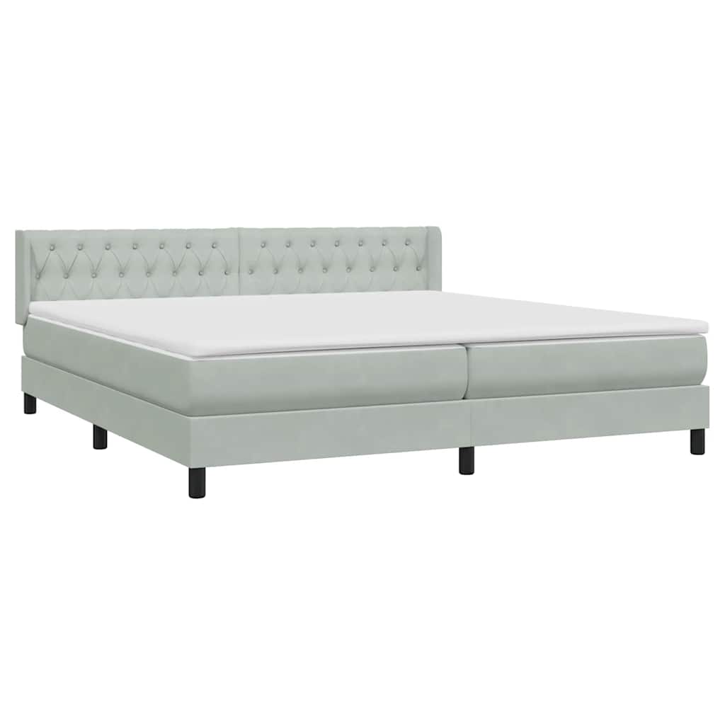 vidaXL Boxspringbett mit Matratze Hellgrau 200x210 cm Samt