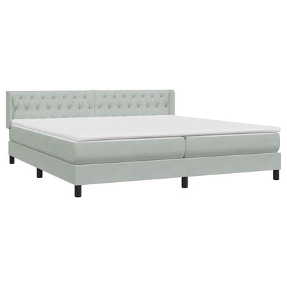 vidaXL Boxspringbett mit Matratze Hellgrau 200x210 cm Samt