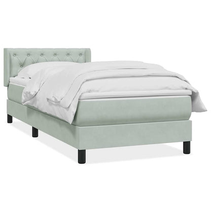 vidaXL Boxspringbett mit Matratze Hellgrau 80x220 cm Samt