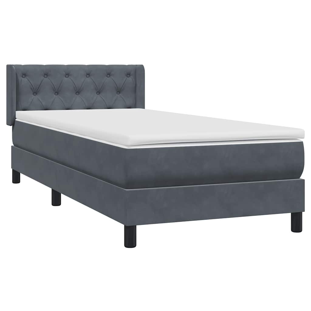 Boxspringbett mit Matratze Dunkelgrau 80x220 cm Samt