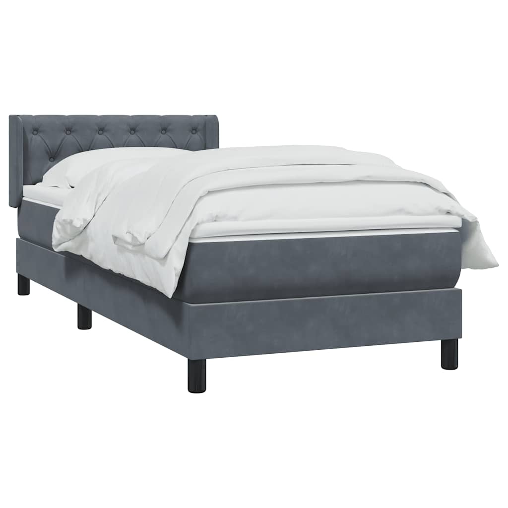 vidaXL Lit tapissier avec matelas Gris foncé 80x220 cm Velours