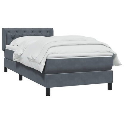 vidaXL Lit tapissier avec matelas Gris foncé 80x220 cm Velours