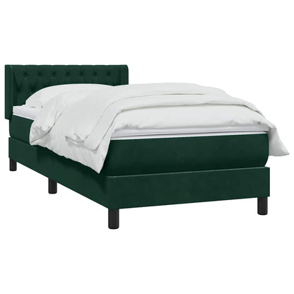 vidaXL Boxspringbett mit Matratze Dunkelgrün 90x220 cm Samt