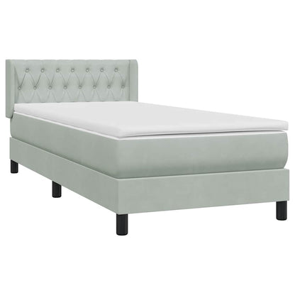 vidaXL Boxspringbett mit Matratze Hellgrau 100x220 cm Samt