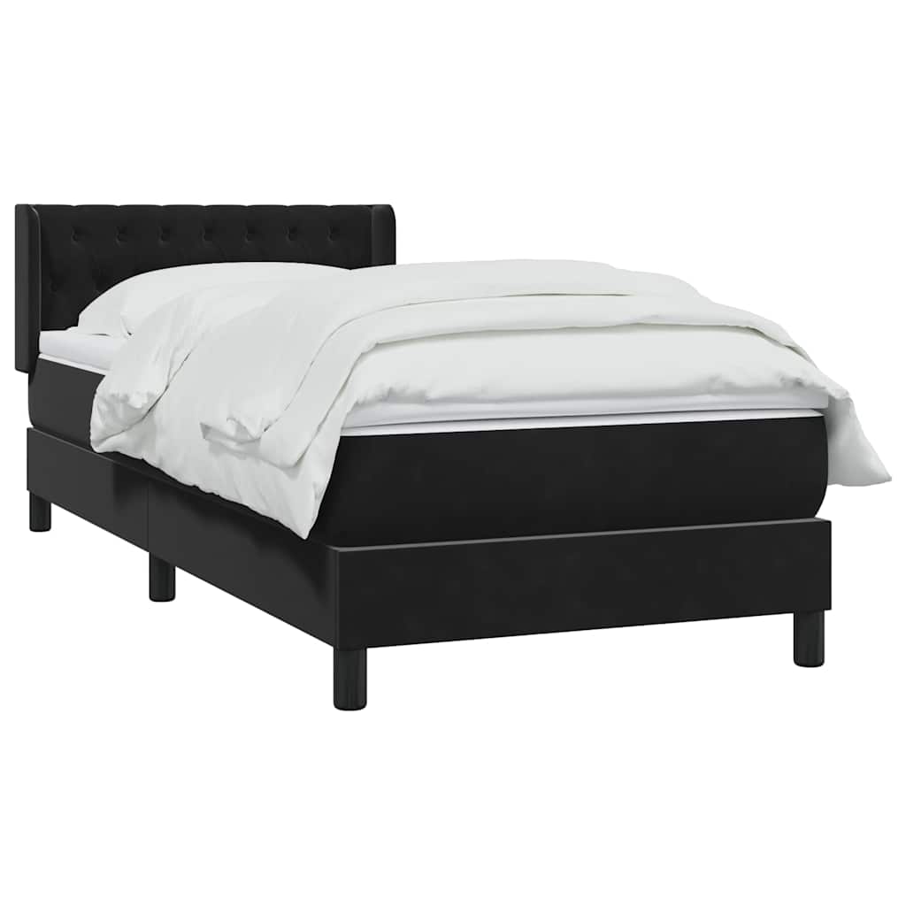 vidaXL Boxspringbett mit Matratze Schwarz 100x220 cm Samt