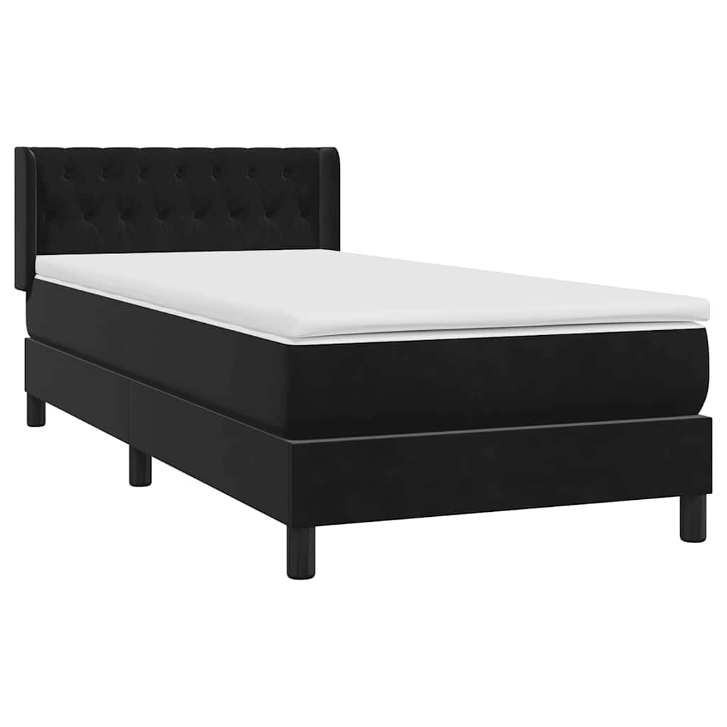 vidaXL Boxspringbett mit Matratze Schwarz 100x220 cm Samt