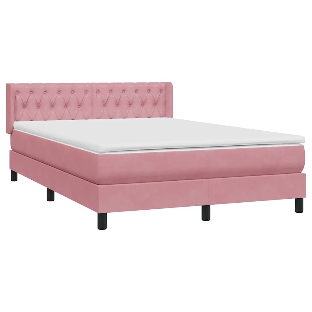 vidaXL Lit tapissier avec matelas rose 140x220 cm velours
