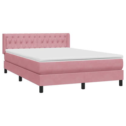 vidaXL Lit tapissier avec matelas rose 140x220 cm velours