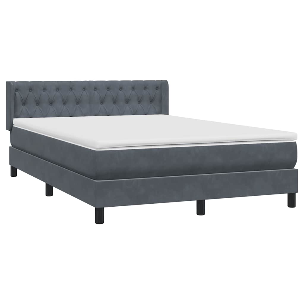 vidaXL Boxspringbett mit Matratze Dunkelgrau 160x220 cm Samt