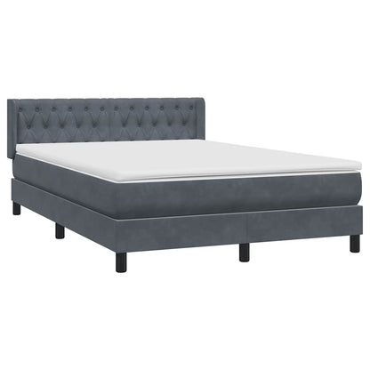 vidaXL Boxspringbett mit Matratze Dunkelgrau 160x220 cm Samt