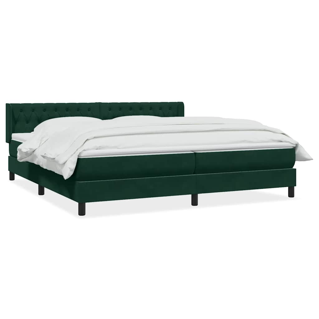 vidaXL Lit coffre avec matelas Vert foncé 180x220 cm Velours