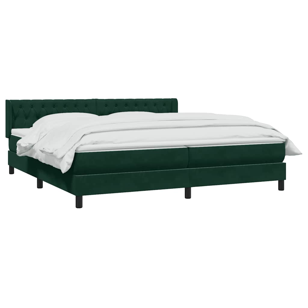 vidaXL Lit coffre avec matelas Vert foncé 180x220 cm Velours