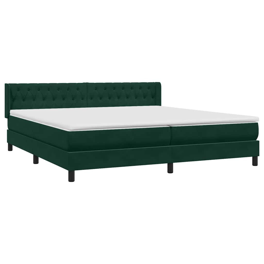 vidaXL Lit coffre avec matelas Vert foncé 180x220 cm Velours
