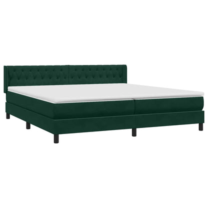 vidaXL Lit coffre avec matelas Vert foncé 180x220 cm Velours