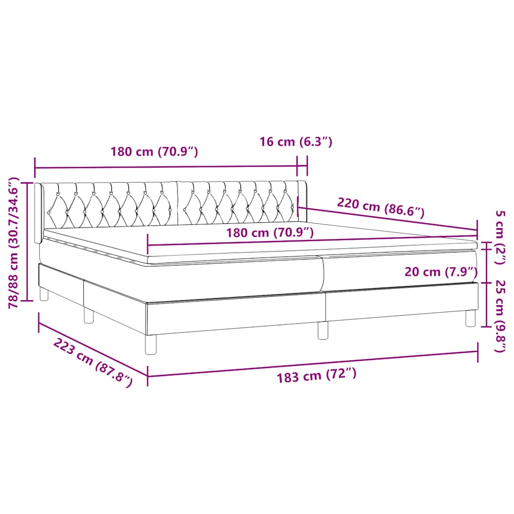 vidaXL Boxspringbett mit Matratze Rosa 180x220 cm Samt