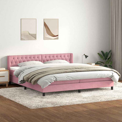 vidaXL Boxspringbett mit Matratze Rosa 180x220 cm Samt