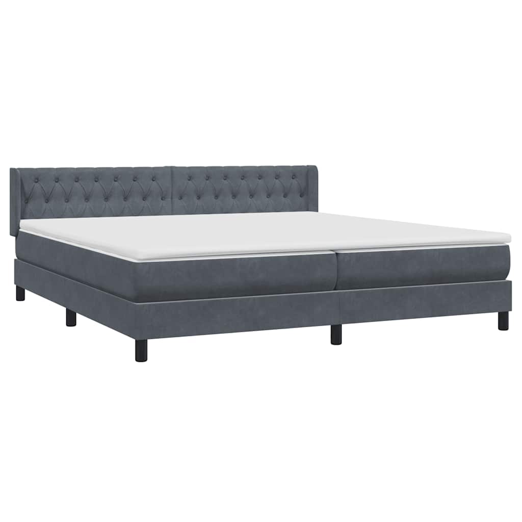 vidaXL Boxspringbett mit Matratze Dunkelgrau 200x220 cm Samt