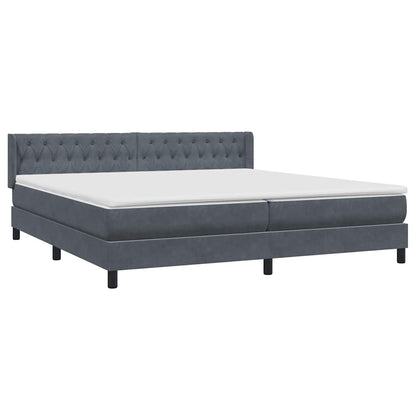 vidaXL Boxspringbett mit Matratze Dunkelgrau 200x220 cm Samt