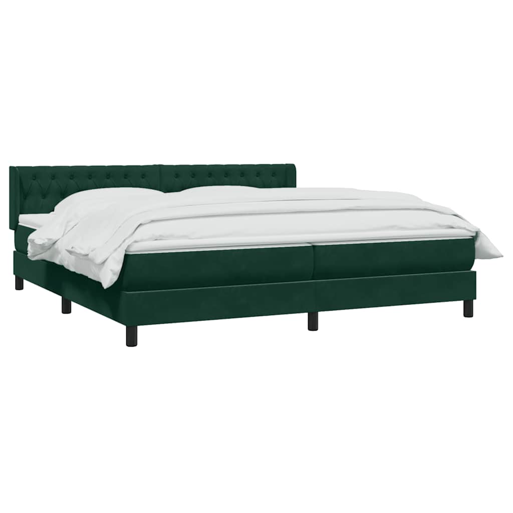 vidaXL Boxspringbett mit Matratze Dunkelgrün 200x220 cm Samt