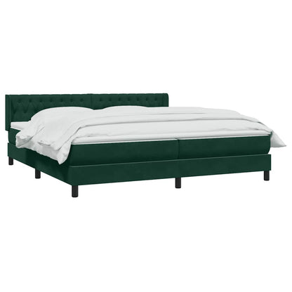 vidaXL Boxspringbett mit Matratze Dunkelgrün 200x220 cm Samt