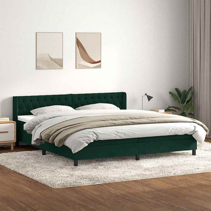 vidaXL Boxspringbett mit Matratze Dunkelgrün 200x220 cm Samt