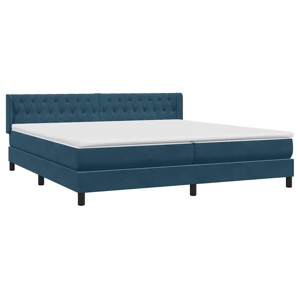 vidaXL Boxspringbett mit Matratze Dunkelblau 200x220 cm Samt