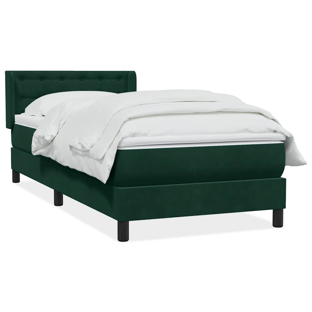 vidaXL Boxspringbett mit Matratze Dunkelgrün 90x210 cm Samt
