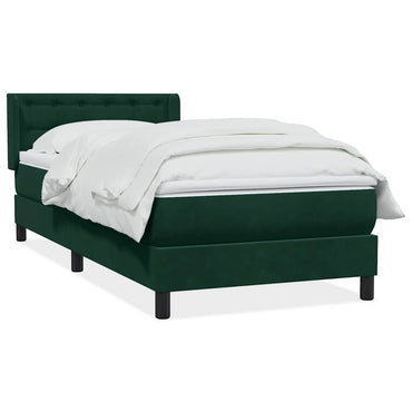 vidaXL Boxspringbett mit Matratze Dunkelgrün 90x210 cm Samt