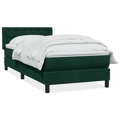 vidaXL Boxspringbett mit Matratze Dunkelgrün 90x210 cm Samt