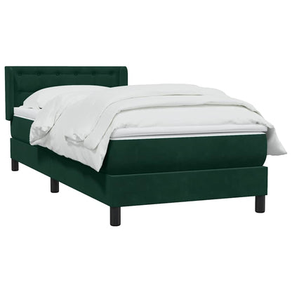 vidaXL Boxspringbett mit Matratze Dunkelgrün 90x210 cm Samt