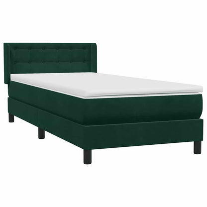 vidaXL Boxspringbett mit Matratze Dunkelgrün 90x210 cm Samt