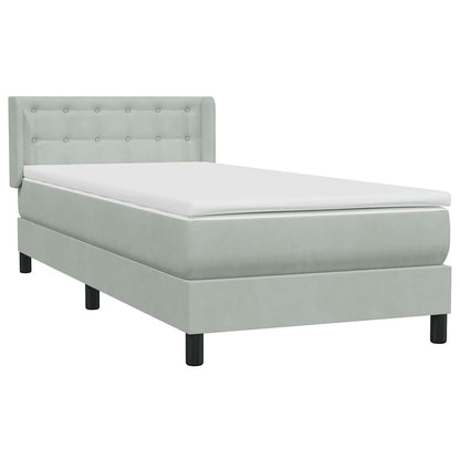 vidaXL Boxspringbett mit Matratze Hellgrau 100x210 cm Samt