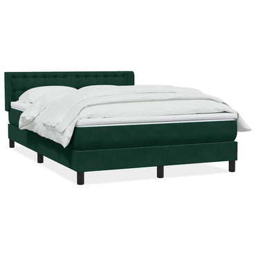 vidaXL Boxspringbett mit Matratze Dunkelgrün 140x210 cm Samt