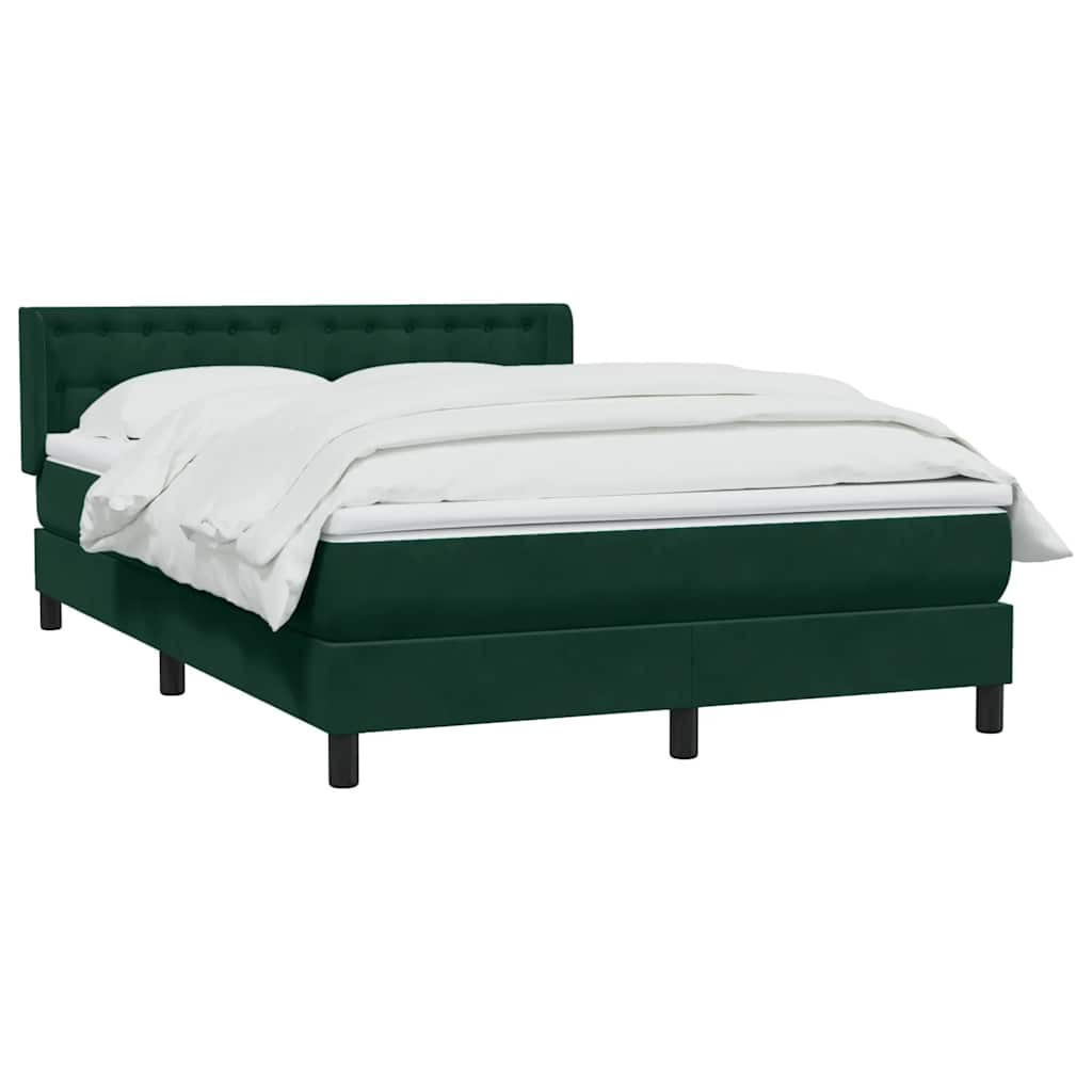 vidaXL Boxspringbett mit Matratze Dunkelgrün 140x210 cm Samt