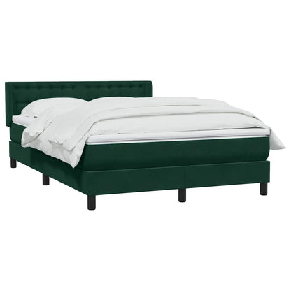 vidaXL Boxspringbett mit Matratze Dunkelgrün 140x210 cm Samt