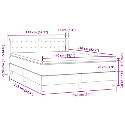 vidaXL Boxspringbett mit Matratze Rosa 140x210 cm Samt