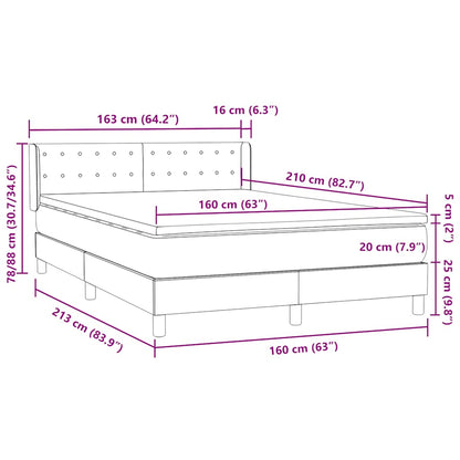 vidaXL Boxspringbett mit Matratze Dunkelgrün 160x210 cm Samt