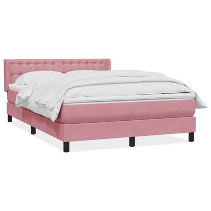 vidaXL Boxspringbett mit Matratze Rosa 160x210 cm Samt