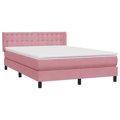 vidaXL Boxspringbett mit Matratze Rosa 160x210 cm Samt