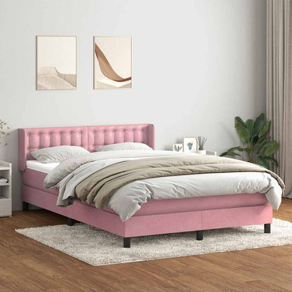 vidaXL Boxspringbett mit Matratze Rosa 160x210 cm Samt