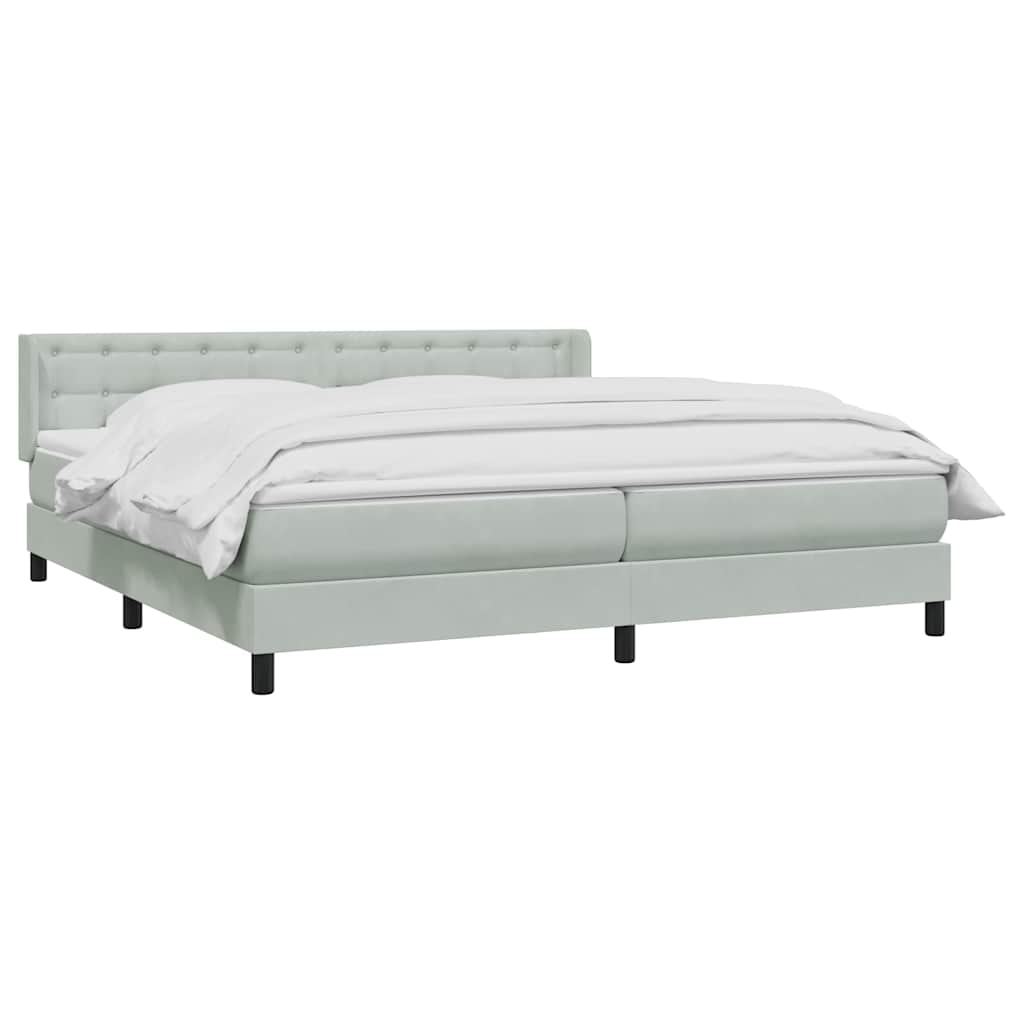 vidaXL Boxspringbett mit Matratze Hellgrau 180x210 cm Samt