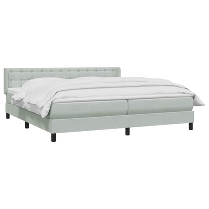 vidaXL Boxspringbett mit Matratze Hellgrau 180x210 cm Samt